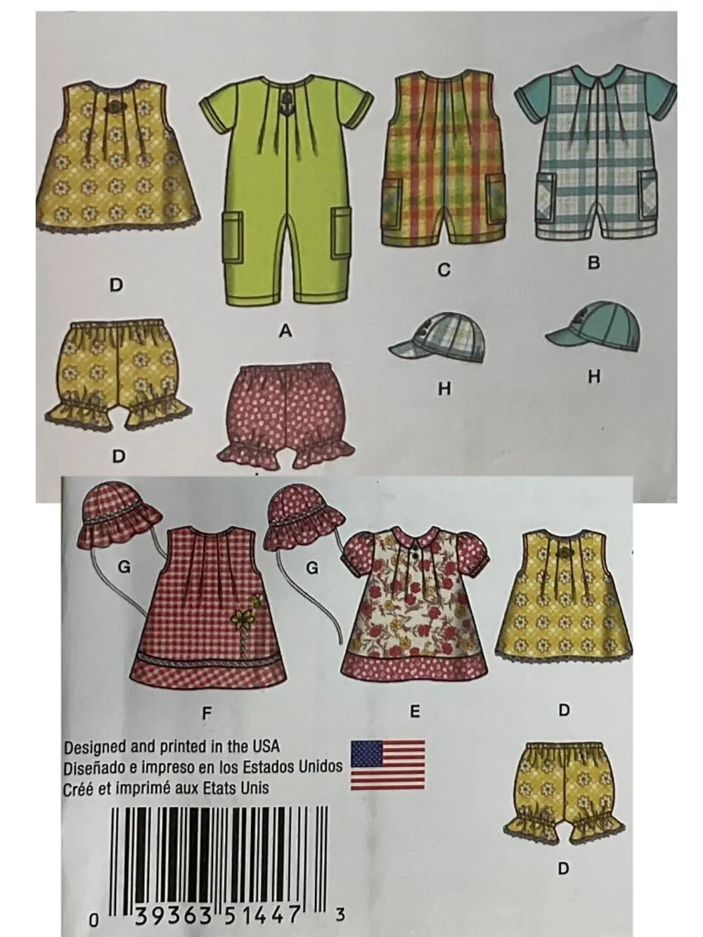 Simplicity 1169 & 1447 Baby Clothes Bundle Uncut Patterns XXS-L Unisex Sewing